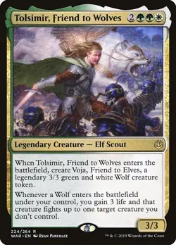 Tolsimir, Friend to Wolves 1x FOIL WAR MTG War of the Spark Rare MINT green whit - Image 1