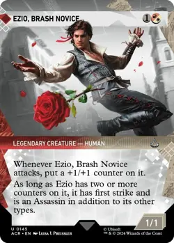 NM Showcase Foil Ezio, Brash Novice, MTG, Assassin's Creed, Magic, 145 - Image 1