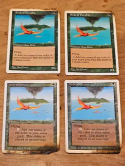 MTG Revised and 5th Edition Birds of Paradise x4 Magic the Gathering Cards - Image 1