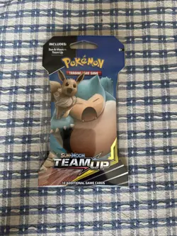 Pokemon Team Up Sleeved Booster Pack Sealed - 1 Pack - EEVEE SNORLAX Art - Image 1