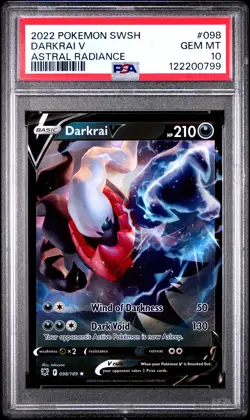 2022 POKEMON SWORD & SHIELD ASTRAL RADIANCE #098 DARKRAI V PSA 10 - Image 1