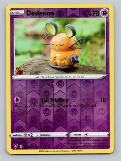 Reverse Holo Dedenne #077/185 Common SWSH04: Vivid Voltage Pokemon - Image 1