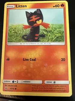 Pokemon TCG Litten S&M Shining Legends 15/73 Regular Common Card NM - Image 1