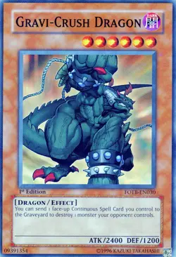 YuGiOh! "GRAVI-CRUSH DRAGON" #FOTB-EN030. Moderatly Played. - Image 1