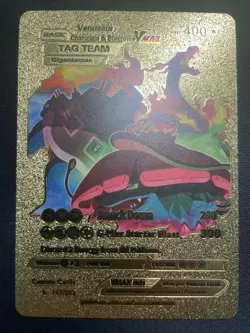 Venusaur, Charizard & Blastoise VMAX HP 400 Gold Foil Fan Art Pokemon Card - Image 1