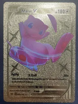 RARE Pokemon TCG Mew V Pokemon Gold Foil Fan Art Pokemon Card, MINT CONDITION - Image 1