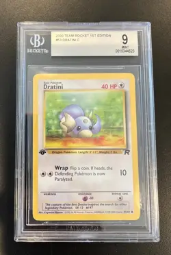 Pokemon TCG Dratini 1st Edition Non-Holo Foil Card #53/82 1999 Vintage BGS 9 - Image 1