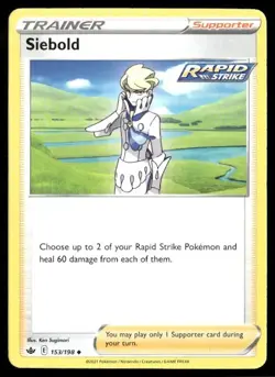 2021 Chilling Reign Set Pokemon Card 153 Siebold NM - Image 1