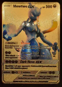Custom Pokemon Gold Foil Card Mewtwo GX Fan Art Card - Image 1