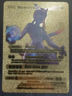 Custom Pokemon Gold Foil Card Mewtwo GX Fan Art Card - Image 2