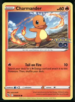 Pokemon Pokemon GO #008/078 Charmander Common, Near Mint or Better - Image 1