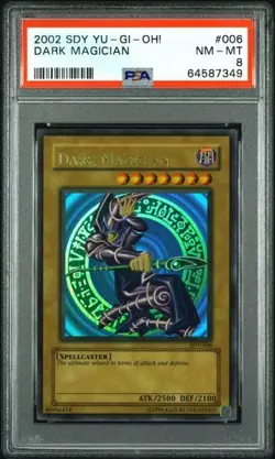 Yugioh Dark Magician SDY-006 PSA 8 Slight name shift + wavy + fade - Image 1