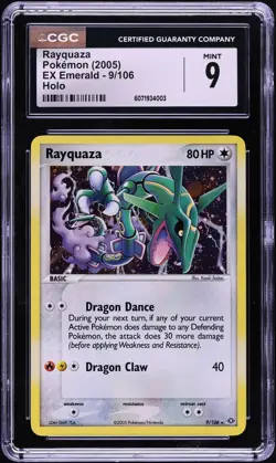 CGC 9 Rayquaza Holo Rare EX Emerald 2005 Pokemon Card #9 - Image 1