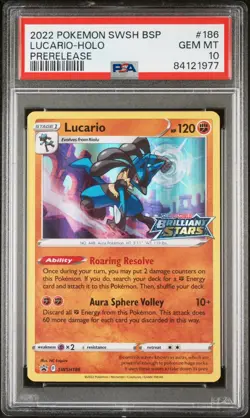 Lucario Holo Stamped Brilliant Stars PSA 10 Pokemon Card - Image 1