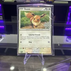 EEVEE 133/165 Pokemon TCG Holiday Calendar 2025 Holo Festive Stamp Promo Card - Image 1