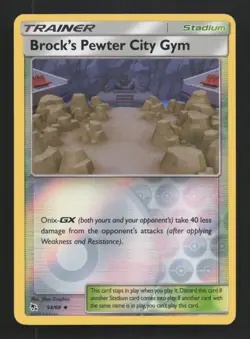 Brock's Pewter City Gym 54/68 Hidden Fates Reverse Holo Trainer Card - Image 1
