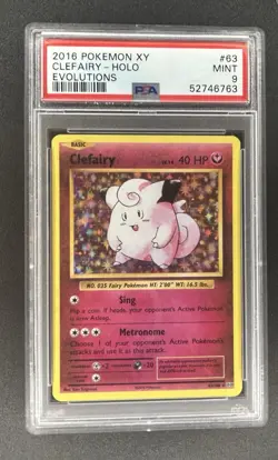 2016 Pokemon TCG Evolutions Clefairy Card 63/108 Holo Rare PSA 9 - Image 1