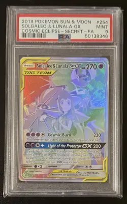 Pokemon Card PSA 9 Solgaleo & Lunala GX 254/236 Cosmic Eclipse Secret Rare - Image 1