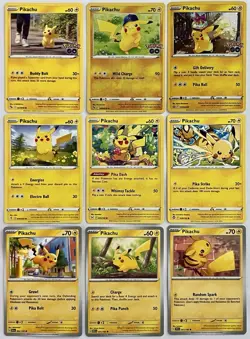 Pikachu Fans Pokemon Card Collection Set of 9 w/ 2 Holo Pikachu English Cards NM - Image 1
