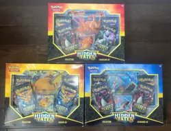 Pokemon Hidden Fates GX 3 Box Set Charizard Gyarados Riachu New Sealed - Image 1