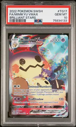 2022 POKEMON SWORD & SHIELD BRILLIANT STARS #TG17 FA/MIMIKYU VMAX PSA 10 - Image 1