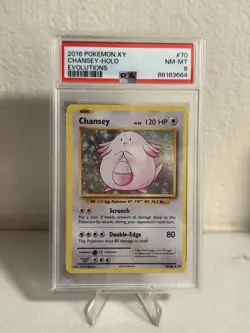 2016 POKEMON XY EVOLUTIONS #70 CHANSEY-HOLO PSA 8 - Image 1