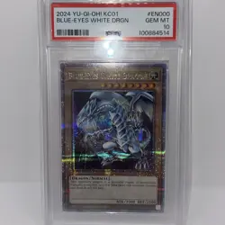Blue-Eyes White Dragon Yugioh 2024 KC01-EN000 Quarter Century Secret Rare PSA 10 - Image 1