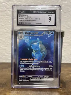 Blastoise ex and Warturtle Pokemon Card CGC 9 Scarlet & Violet 151 - Image 1