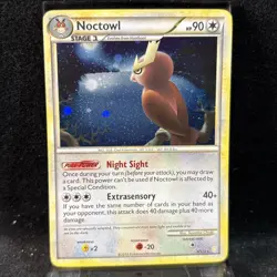 Pokemon TCG Noctowl HeartGold SoulSilver Holo Card 8/123 Rare - Image 1