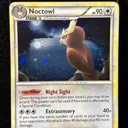 Pokemon TCG Noctowl HeartGold SoulSilver Holo Card 8/123 Rare - Image 3
