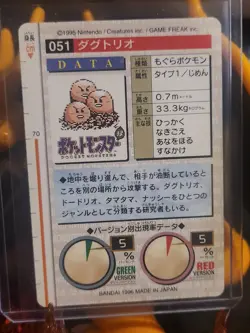 Dugtrio 051 Pokemon Card Carddass 1996 RED BANDAI Very Rare - Image 2
