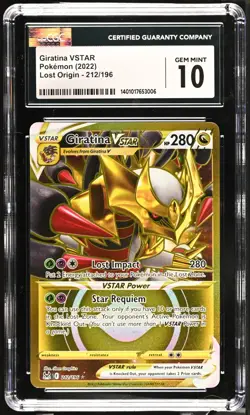 CGC 10 Giratina V Star 212/196 Lost Origin-Mint+ Graded Pokemon Card - Image 1