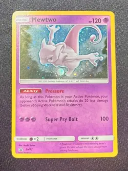 🌈 COSMOS Holo Mewtwo Black Star Promo Pokemon Shining Legends SM77 - LP - Image 1