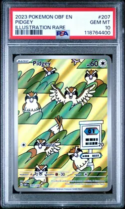 2023 POKEMON OBF EN-OBSIDIAN FLAMES ILLUSTRATION RARE #207 PIDGEY PSA 10 - Image 1