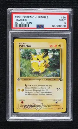 Pikachu 1st Ed. Pokemon Jungle PSA 9 MINT 1999 - Image 1