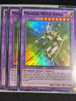 Yugioh 3x Yugioh Masked HERO Koga SDHS-EN042 1st Edition Super Rare NM - Image 1
