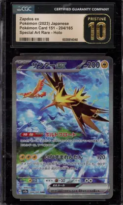 Pokemon Zapdos EX SAR 204/165 151 SV2a Scarlet & Violet Card Japanese Edition - Image 1
