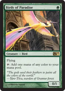 MTG Birds of Paradise - Foil, Magic 2011, Lightly Played, English - Image 1