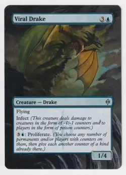 Altered Viral Drake MP New Phyrexia MTG Magic Hand Painted Unique Custom Art! - Image 1