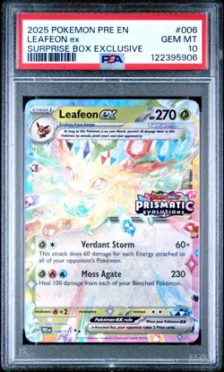 2025 POKEMON PRE EN-PRISMATIC EVOLUTIONS #006 LEAFEON EX PSA 10 - Image 1