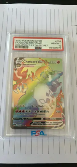 Pokemon Charizard VMAX Hyper Rare Rainbow Secret Champions Path 074/073 - PSA 10 - Image 1