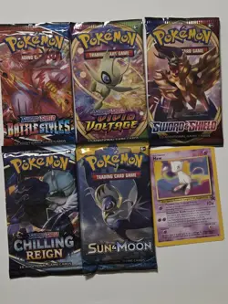 5 New Pokemon Booster packs And 1 Promo Card,,Chilling Reign, Battle Styles - Image 1