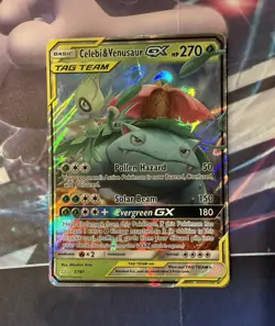 Pokemon TCG Celebi & Venusaur GX Holo Ultra Rare Card Team Up 1/181 - Image 1