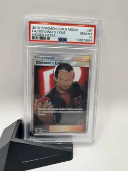 Pokemon PSA10 Giovanni’s Exile Full Art 2019 67/68 Hidden Fates English - Image 1