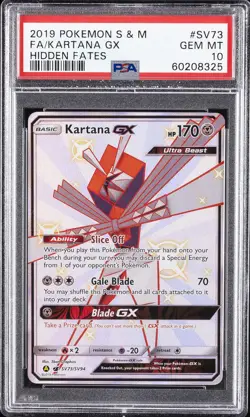 2019 POKEMON SUN & MOON HIDDEN FATES #SV73 FULL ART/KARTANA GX PSA 10 - Image 1