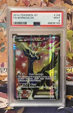 PSA 9 Pokemon Card Xerneas EX Full Art 146/146 XY Base Set MINT - Image 1