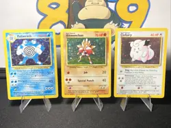 Pokemon TCG Base Set Unlimited Holo Rare Card Lot Poliwrath Hitmonchan Clefairy - Image 1