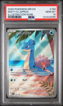 2025 POKEMON DRI EN-DESTINED RIVALS ILLUSTRATION RARE #194 MISTY'S LAPRAS PSA 10 - Image 1