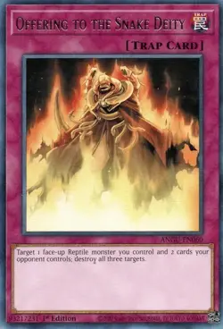 Yugioh! Offering to the Snake Deity - ANGU-EN060 - Rare - 1st Edition Near Mint, - Image 1