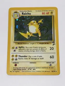 1999 Vintage Raichu Holo Rare Base Set Pokemon Card TCG 16/130 - Image 3